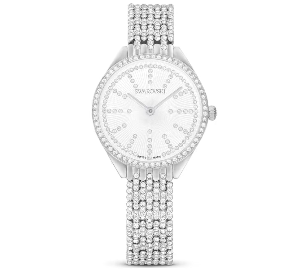 Swarovski 5644062 Orologio Attract Full pave Bracciale Metallo Argentato Acciaio