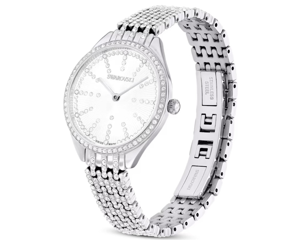 Swarovski 5644062 Orologio Attract Full pave Bracciale Metallo Argentato Acciaio