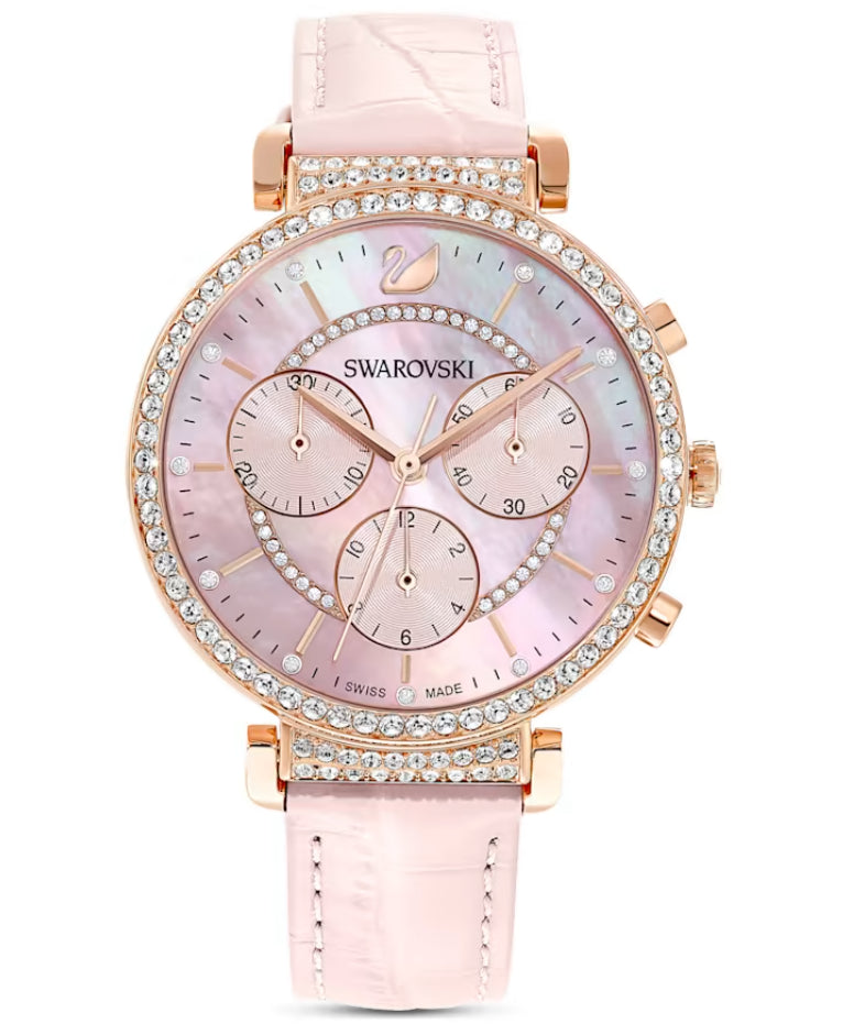 Swarovski 5580352 Orologio Passage Chrono Cinturino pelle Rosa Fin. Oro Rosa