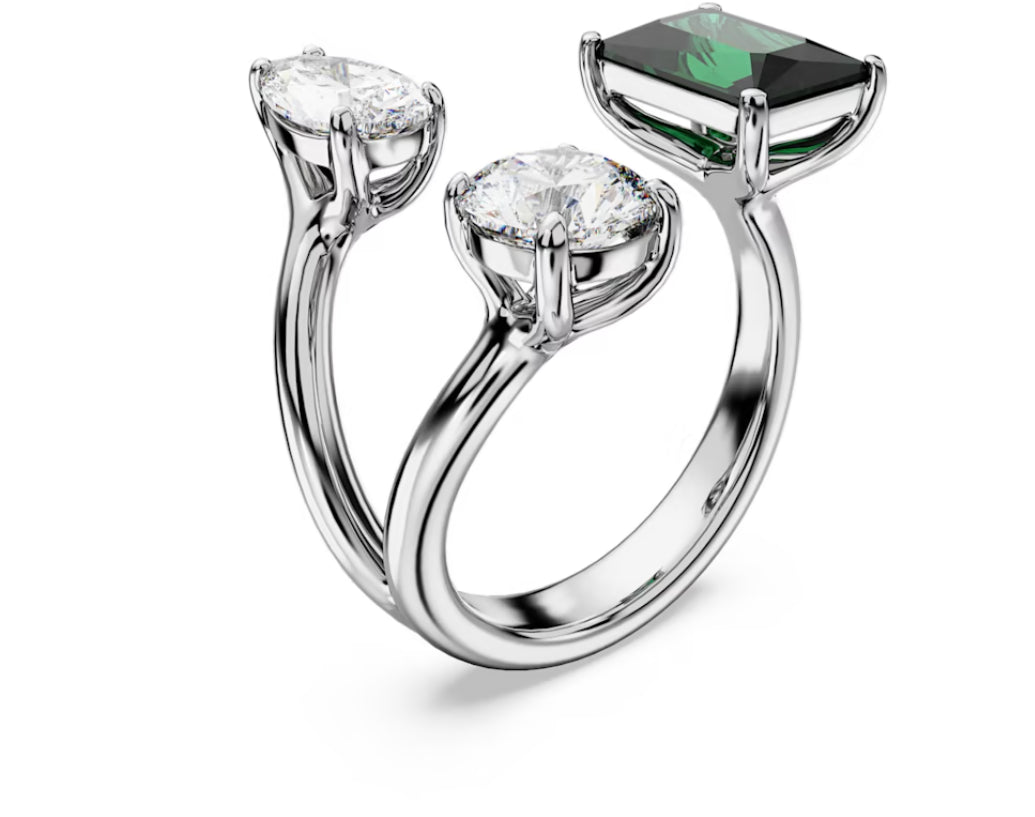 Swarovski 5676970 Anello aperto Mesmera Taglio misto Verde Placcato Argento