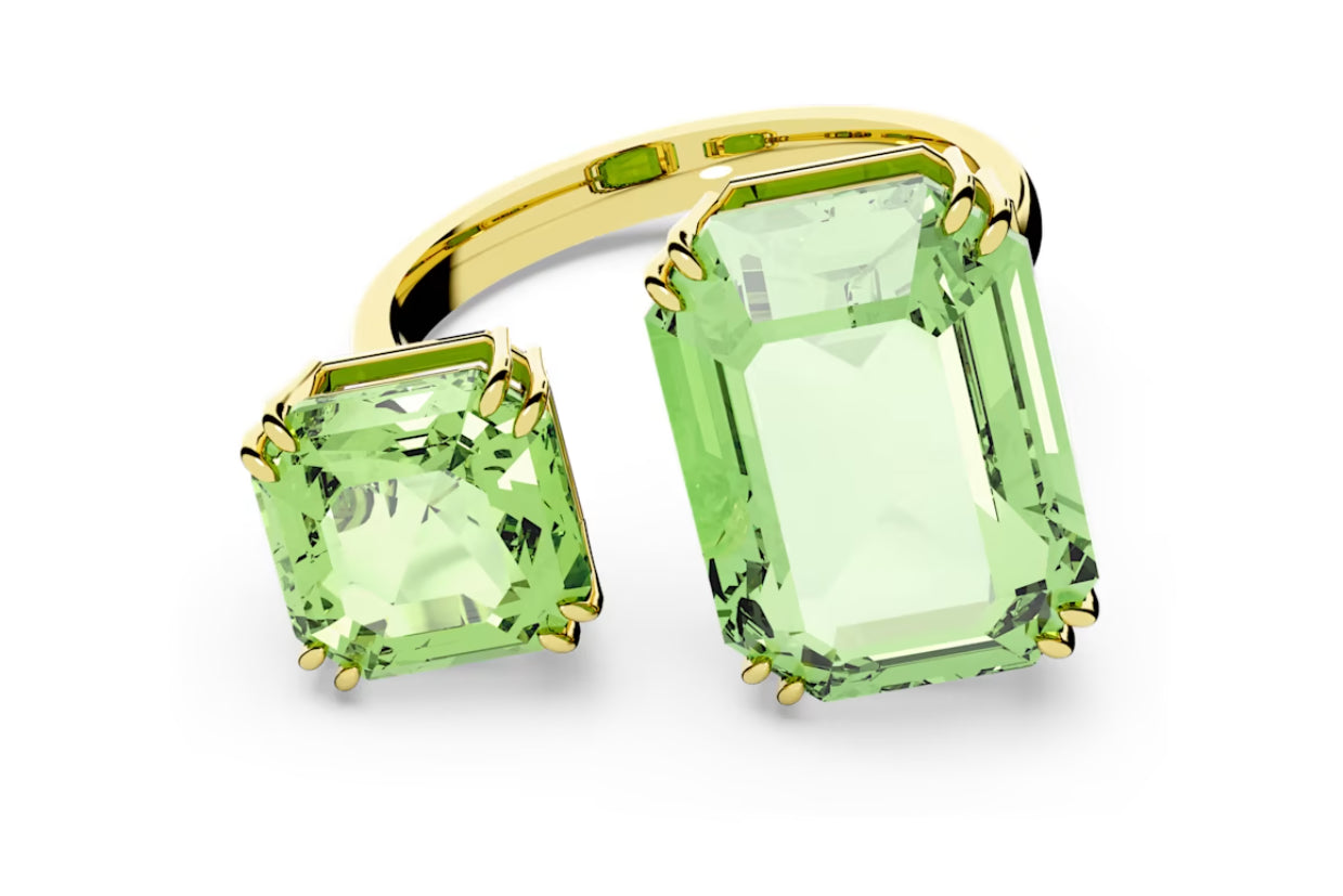 Swarovski 5619628 Anello aperto Millenia Taglio ottagonale Verde Placcato Oro