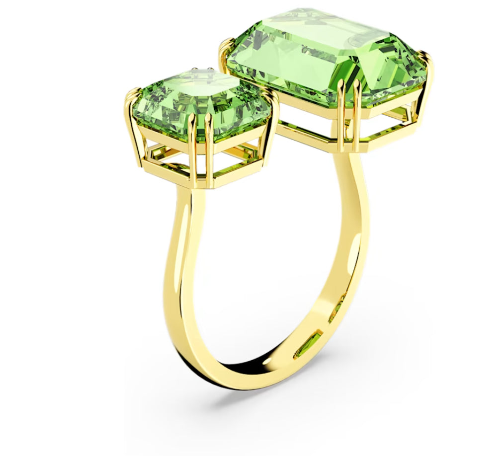 Swarovski 5619628 Anello aperto Millenia Taglio ottagonale Verde Placcato Oro