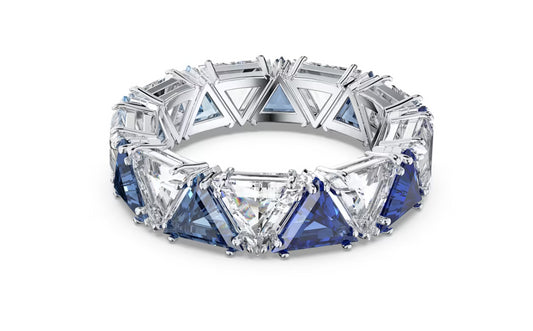 Swarovski 5610732 Anello cocktail Ortyx Taglio triangolo Blu Placcato Rodio