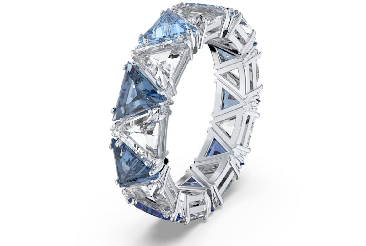 Swarovski 5610732 Anello cocktail Ortyx Taglio triangolo Blu Placcato Rodio