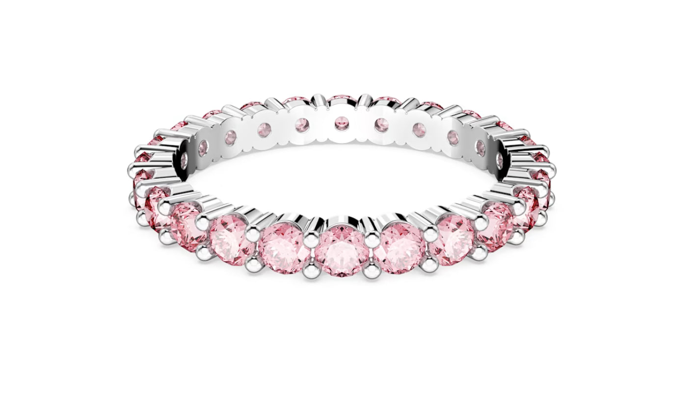 Swarovski 5664430 Anello Matrix Taglio tondo Rosa Placcato Rodio