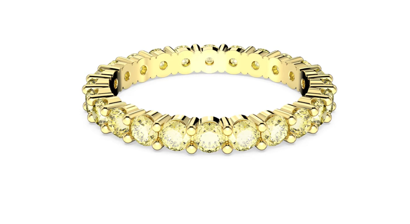 Swarovski 5658664 Anello Matrix Taglio tondo Giallo Placcato Oro