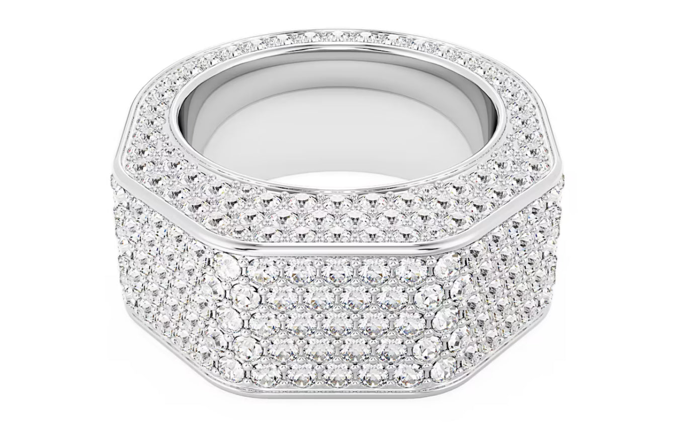 Swarovski 5651367 Anello Dextera Forma ottagonale Pave Bianco Placcato Rodio