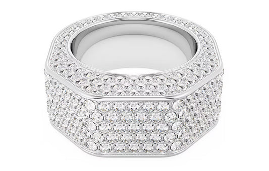 Swarovski 5651369 Anello Dextera Forma ottagonale Pave Bianco Placcato Rodio