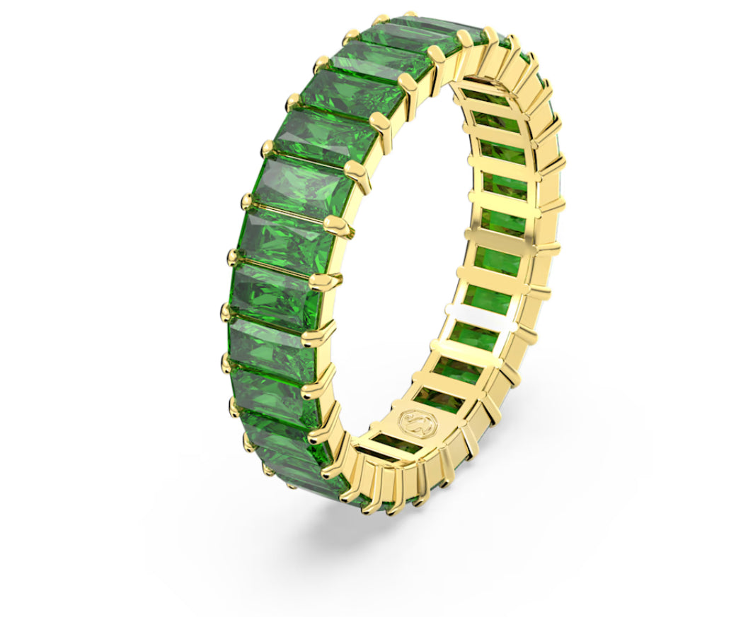 Swarovski 5648913 Anello Matrix Taglio baguette Verde Placcato Oro