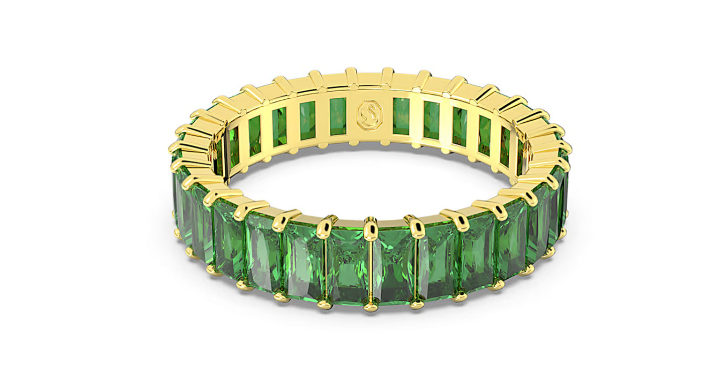 Swarovski 5648909 Anello Matrix Taglio baguette Verde Placcato Oro