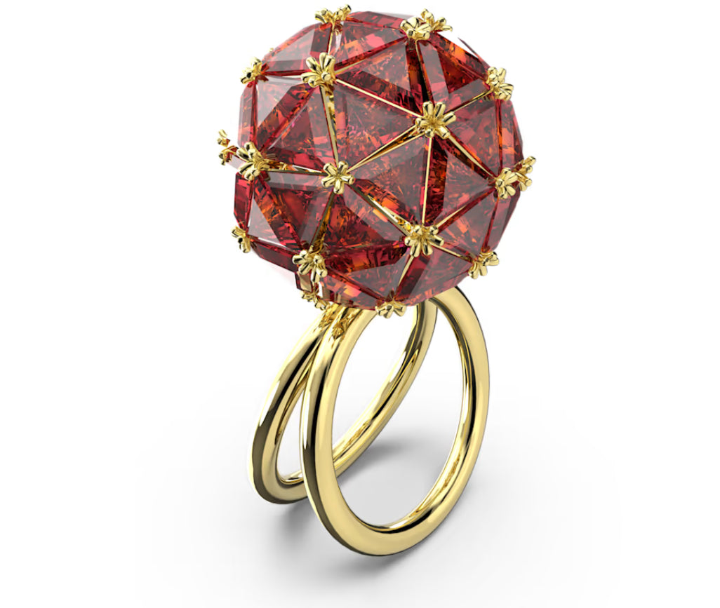 Swarovski 5618251 Anello cocktail Curiosa Taglio triangolo Rosso Placcato Oro