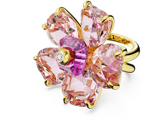 Swarovski 5657279 Anello cocktail Florere Fiore Rosa Placcato Oro