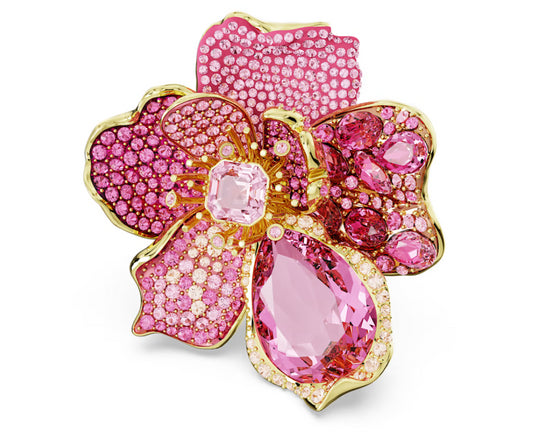 Swarovski 5657284 Anello cocktail Florere Pave Fiore Rosa Placcato Oro