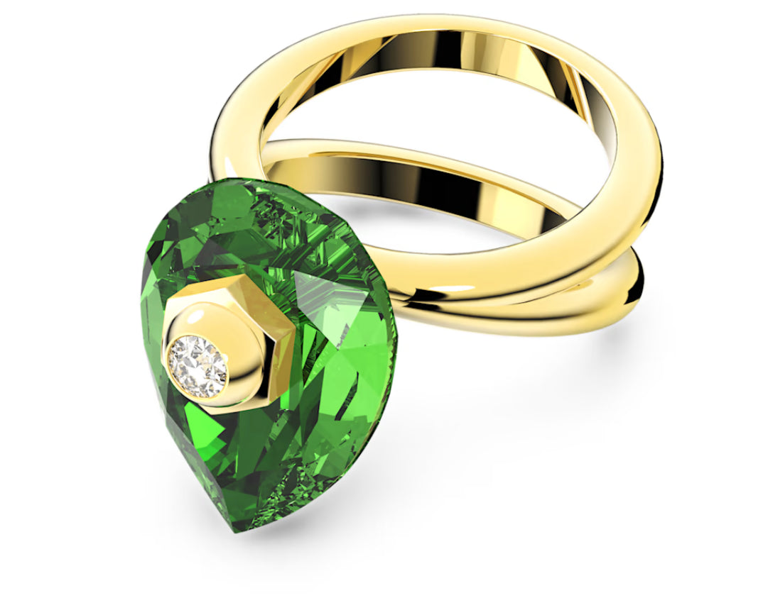 Swarovski 5620766 Anello Numina Taglio Pear Verde Placcato Oro