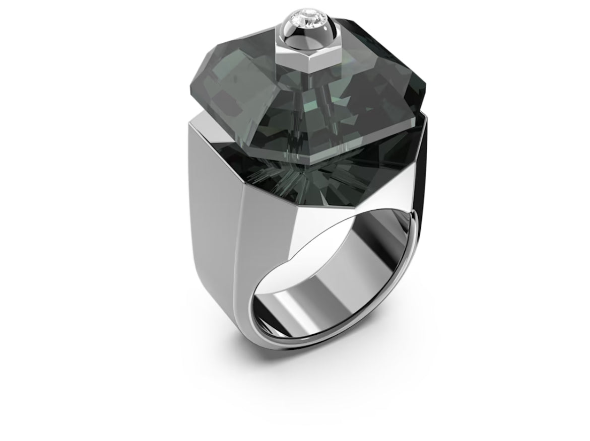 Swarovski 5628578 Anello cocktail Numina Taglio ottagonale Nero Placcato Rutenio