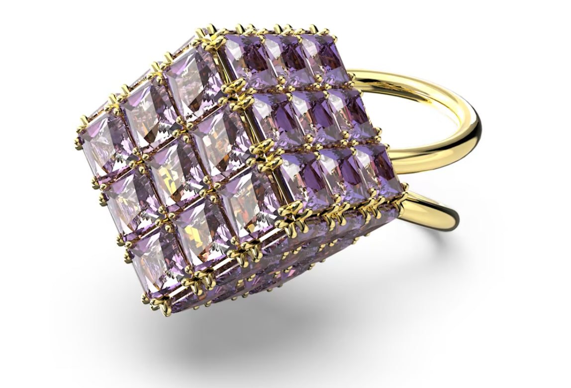 Swarovski 5633641 Anello cocktail Curiosa Taglio squadrato Viola Placcato Oro