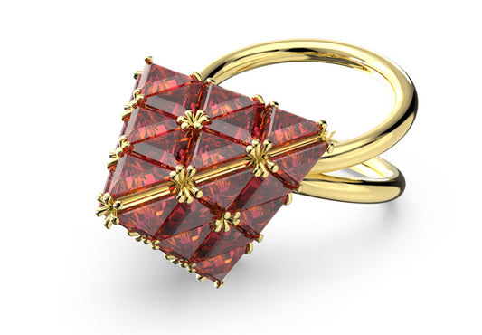 Swarovski 5630290 Anello cocktail Curiosa Taglio triangolo Rosso Placcato Oro