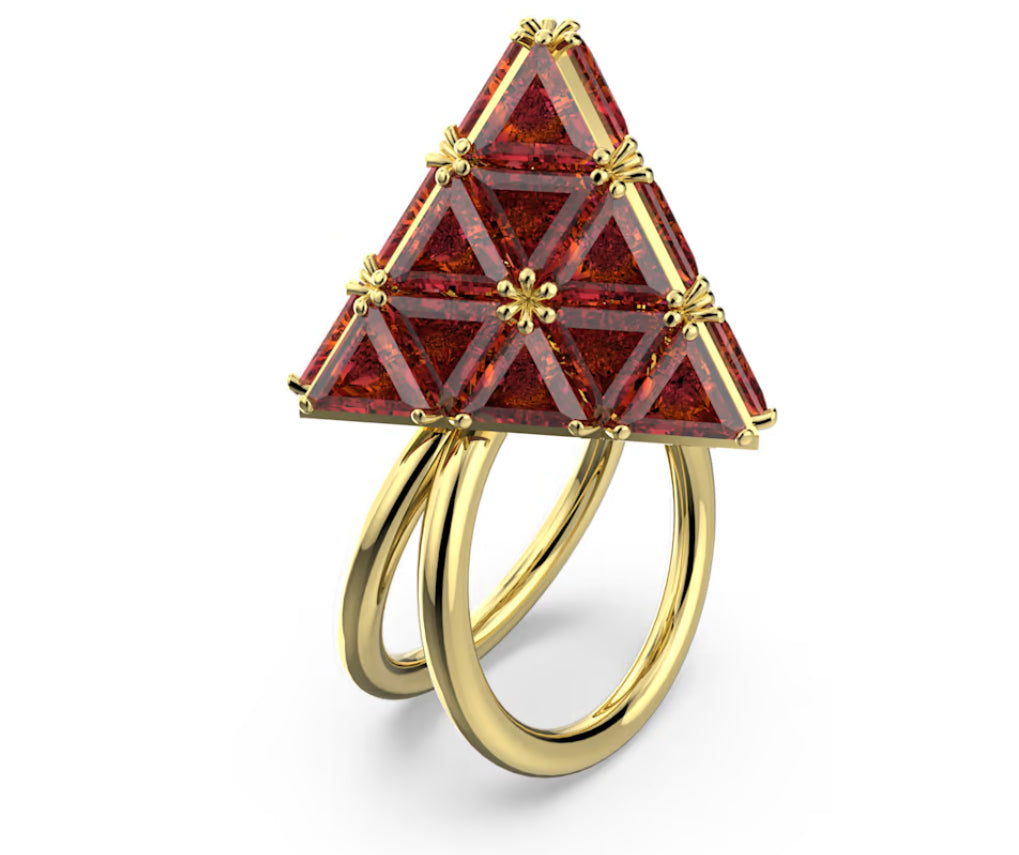 Swarovski 5630290 Anello cocktail Curiosa Taglio triangolo Rosso Placcato Oro