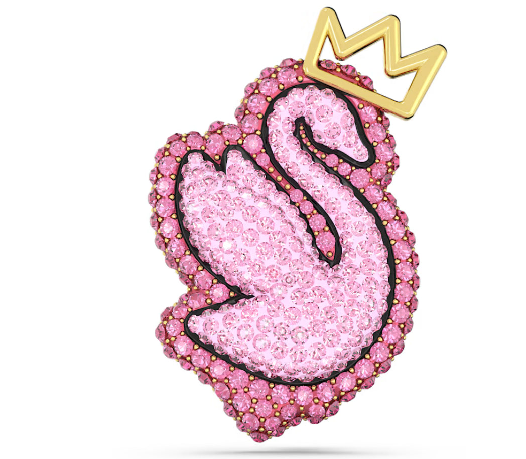 Swarovski 5662243 Spilla Pop Swan Cigno Rosa Placcato Oro