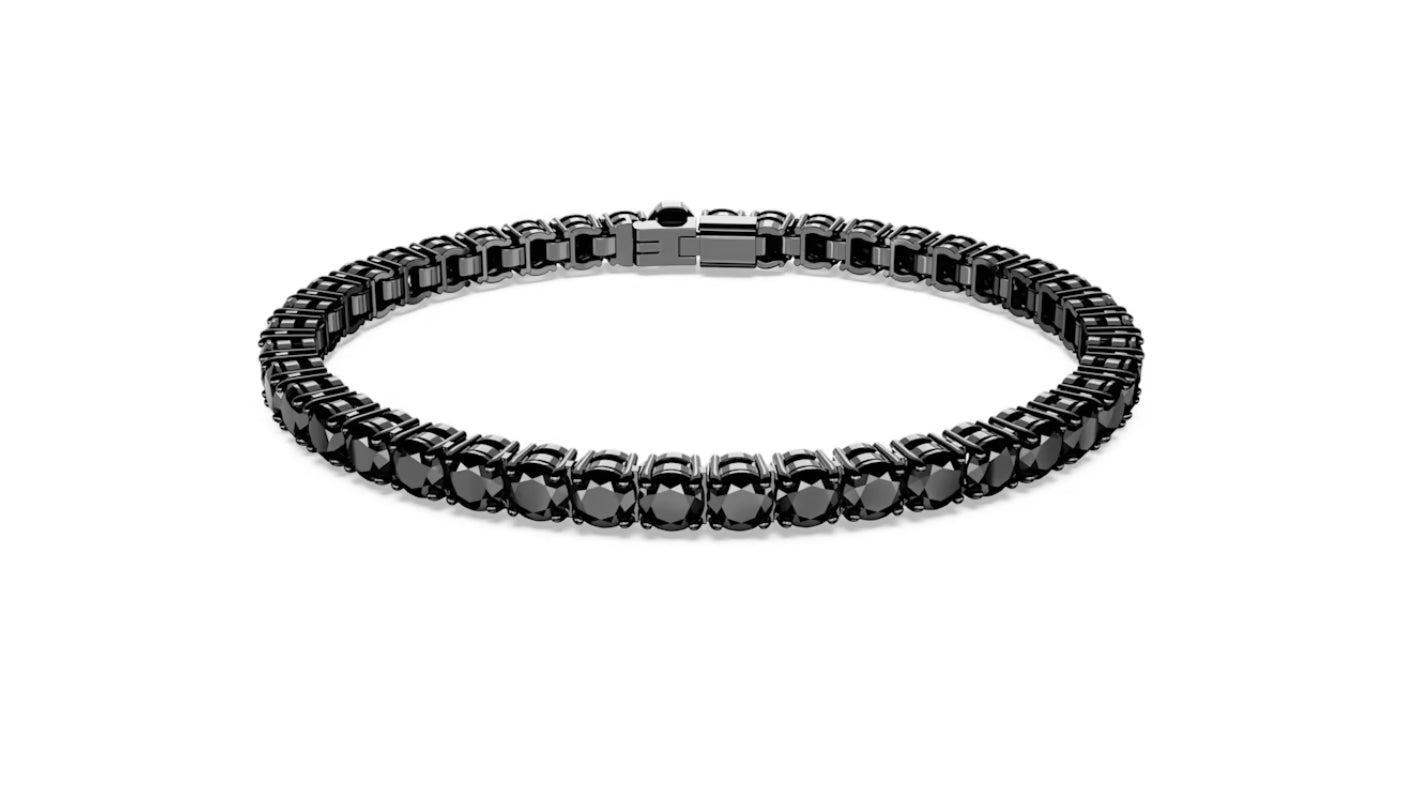 Swarovski 5664154 Braccialetto Matrix Tennis Taglio tondo Nero Placcato Rutenio