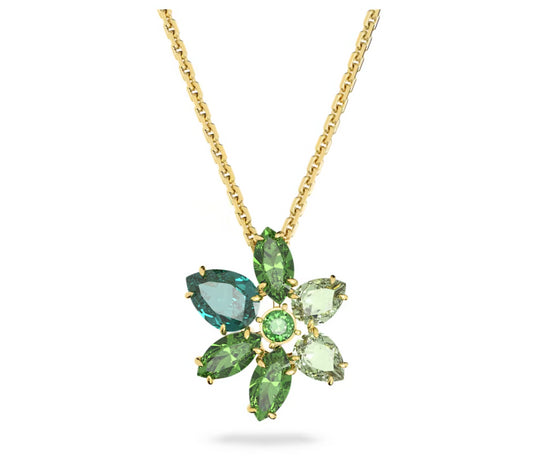 Swarovski 5658399 Pendente Gema Taglio misto Fiore Verde Placcato Oro