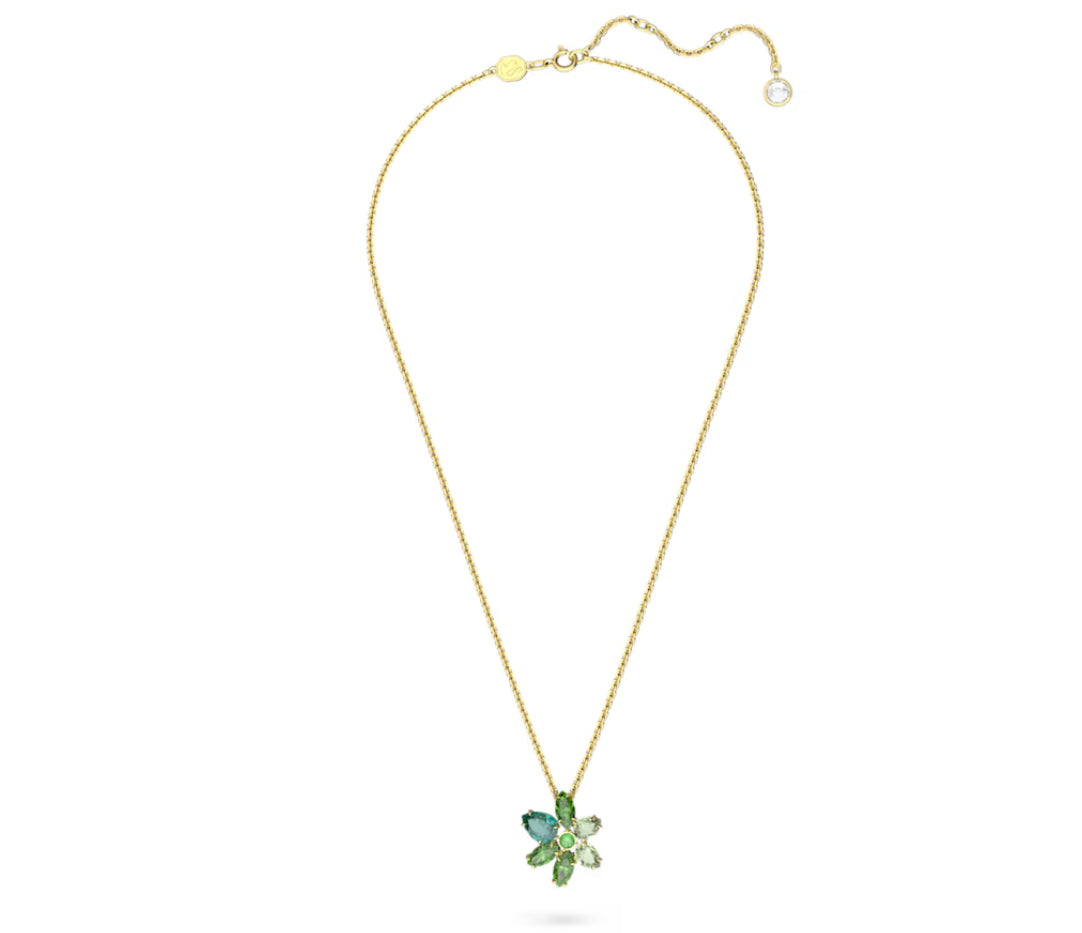 Swarovski 5658399 Pendente Gema Taglio misto Fiore Verde Placcato Oro