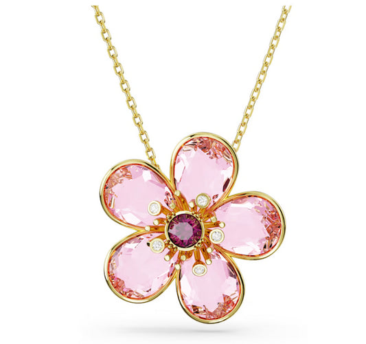 Swarovski 5657875 Pendente Florere Fiore Piccolo Rosa Placcato Oro