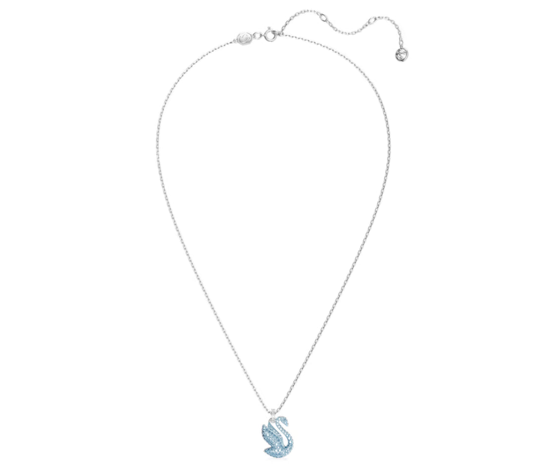 Swarovski 5660594 Pendente Iconic Swan Cigno Medio Blu Placcato Rodio