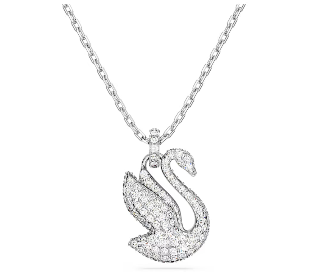 Swarovski 5647872 Pendente Iconic Swan Cigno Medio Bianco Placcato Rodio