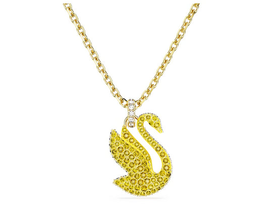 Swarovski 5647553 Pendente Iconic Swan Cigno Medio Giallo Placcato Oro