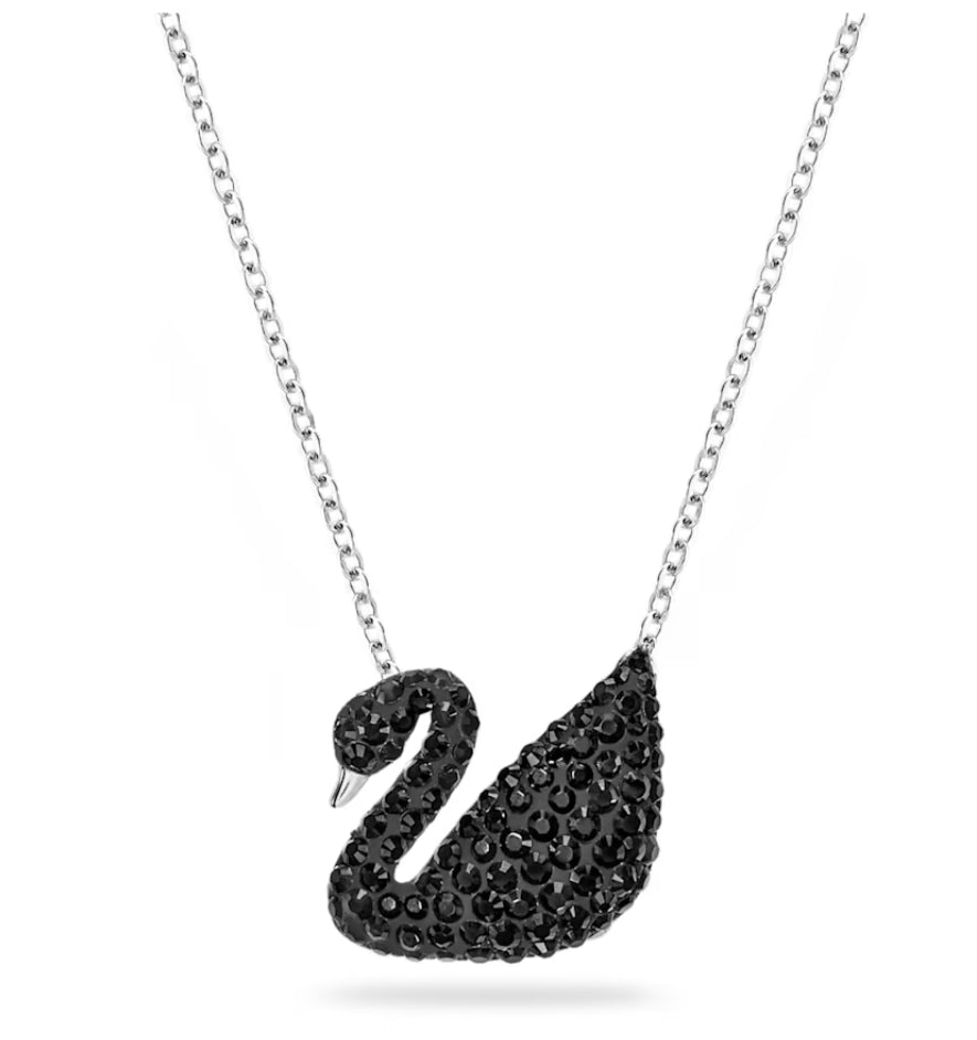 Swarovski 5347329 Pendente Swarovski Iconic Swan Cigno Nero Placcato Rodio