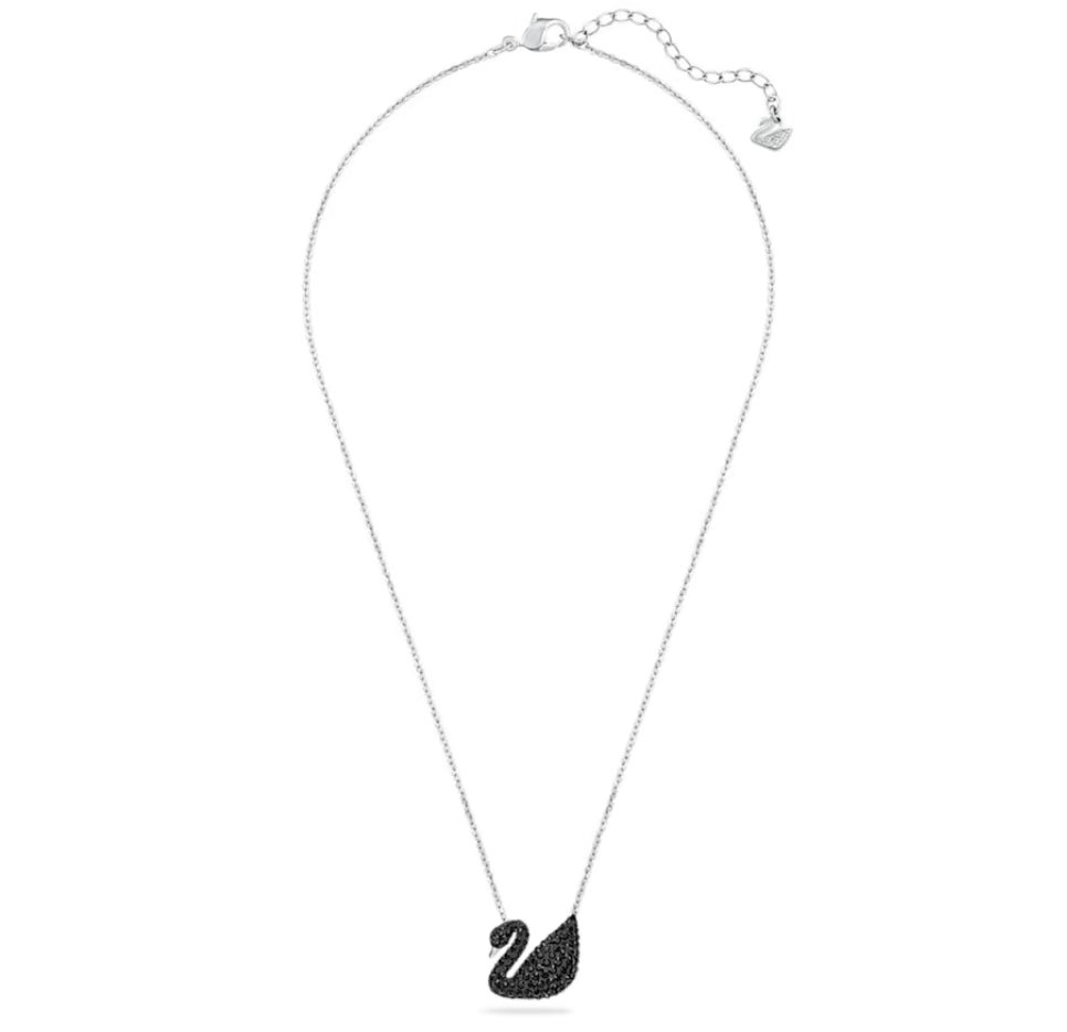 Swarovski 5347329 Pendente Swarovski Iconic Swan Cigno Nero Placcato Rodio