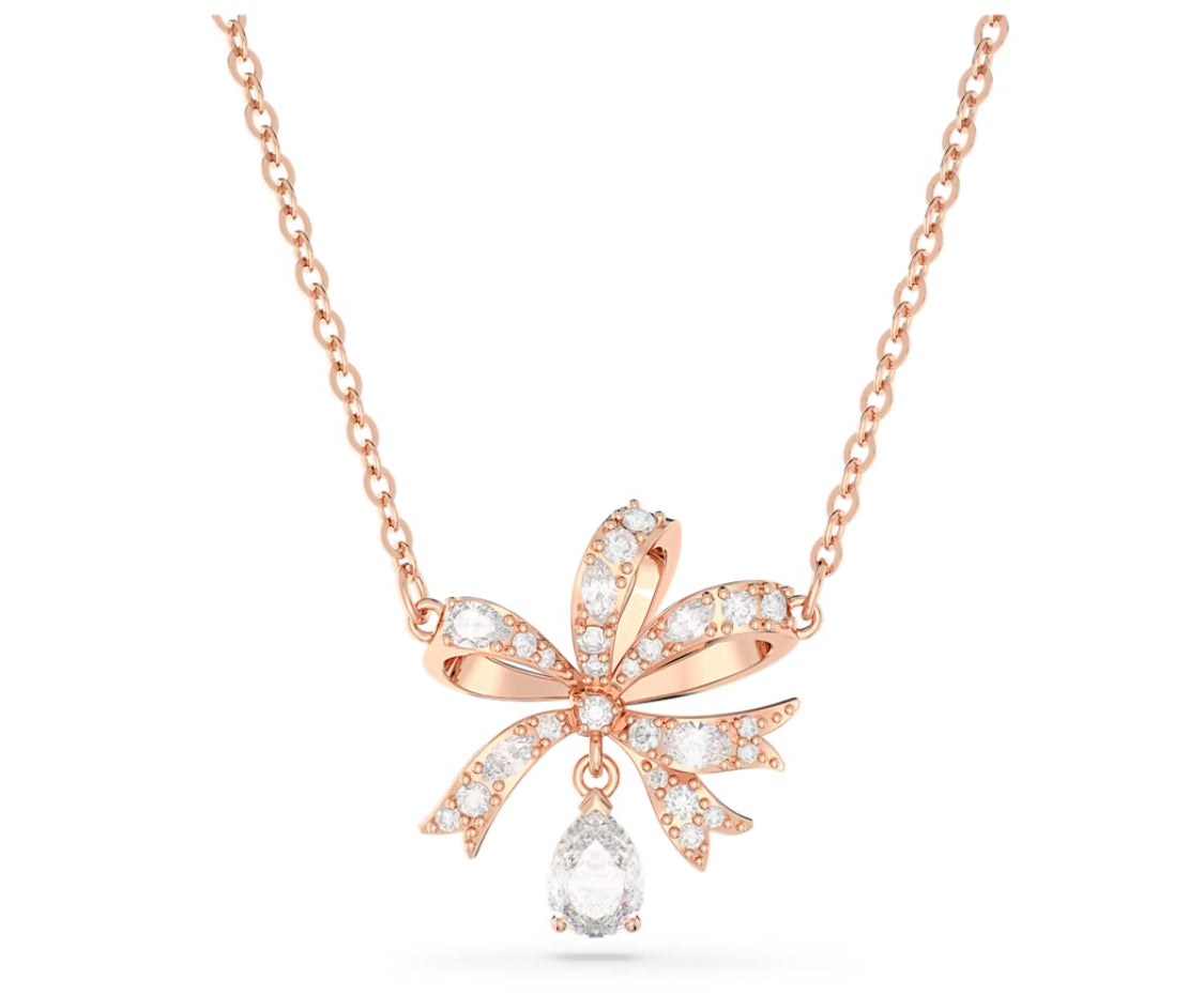 Swarovski 5656741 Collana Volta Fiocco Piccola Bianca Placcato Oro Rosa