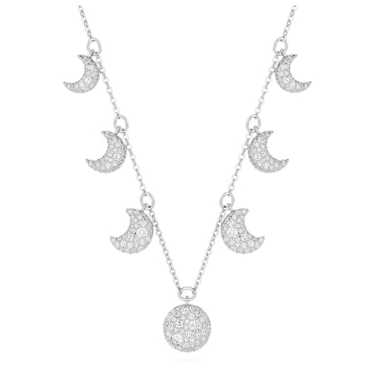 Swarovski 5666178 Girocollo Luna Luna Bianco Placcato Rodio