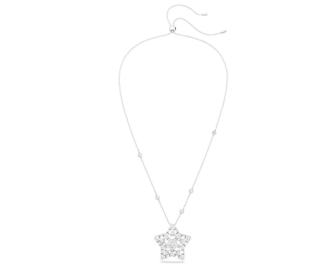 Swarovski 5639024 Pendente Stella Taglio misto, Stella Bianco Placcato Rodio