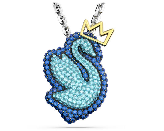 Swarovski 5649194 Pendente Pop Swan Cigno Lungo Blu Placcato Rodio