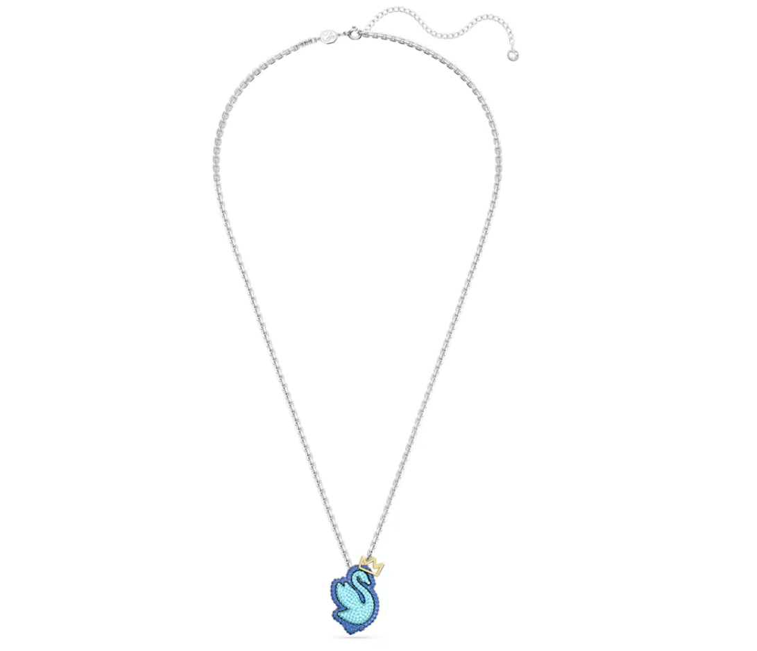 Swarovski 5649194 Pendente Pop Swan Cigno Lungo Blu Placcato Rodio