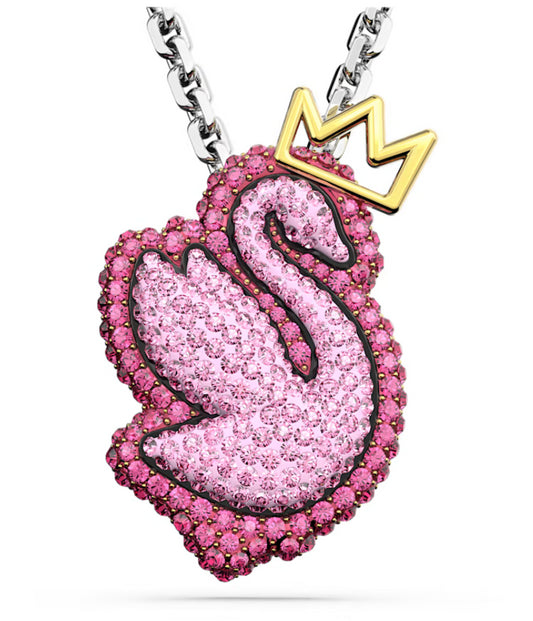 Swarovski 5649195 Pendente Pop Swan Cigno Lungo Rosa Placcato Rodio