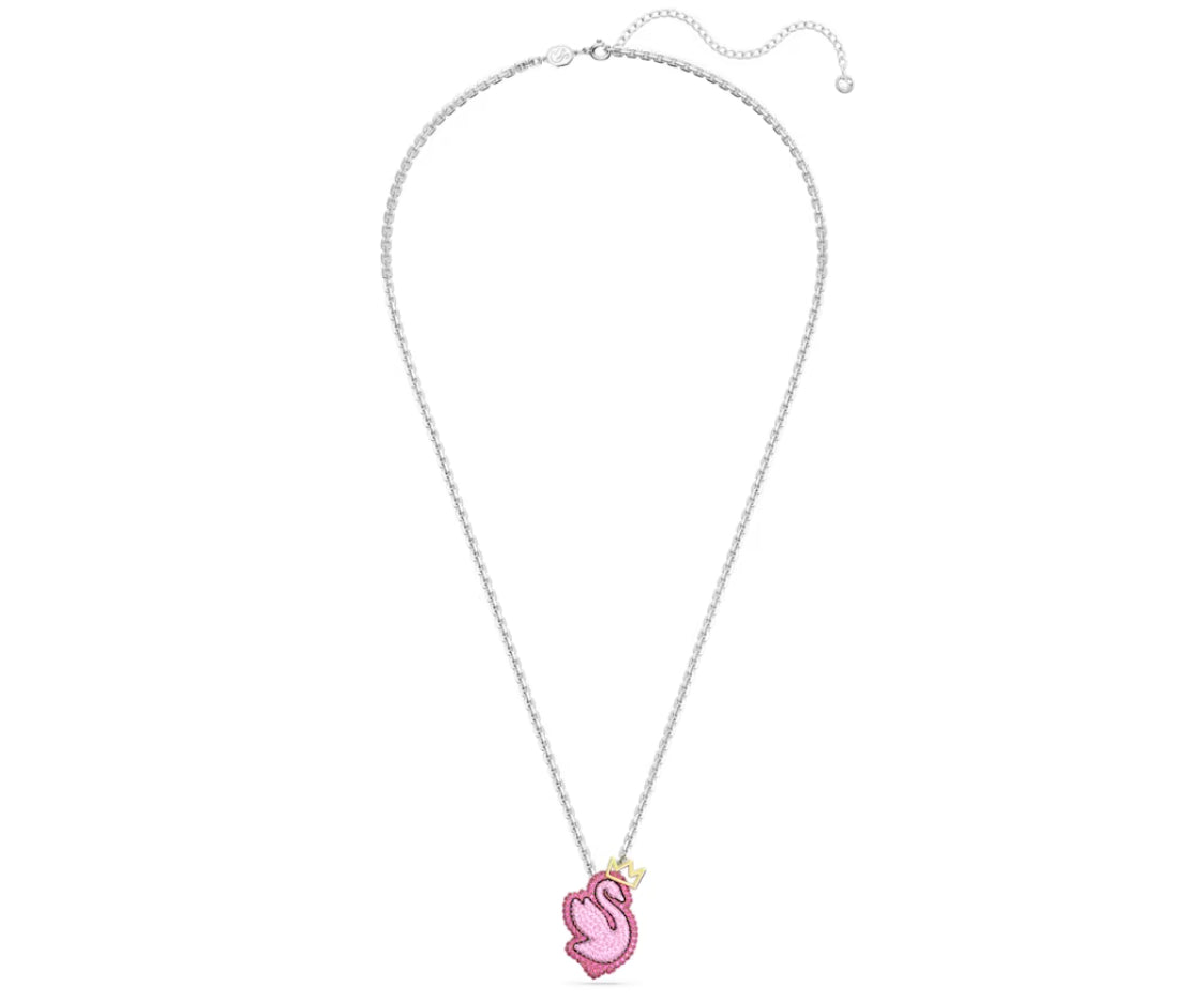 Swarovski 5649195 Pendente Pop Swan Cigno Lungo Rosa Placcato Rodio