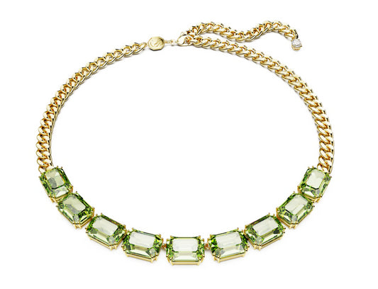 Swarovski 5671255 Collana Millenia Taglio ottagonale Verde Placcato Oro