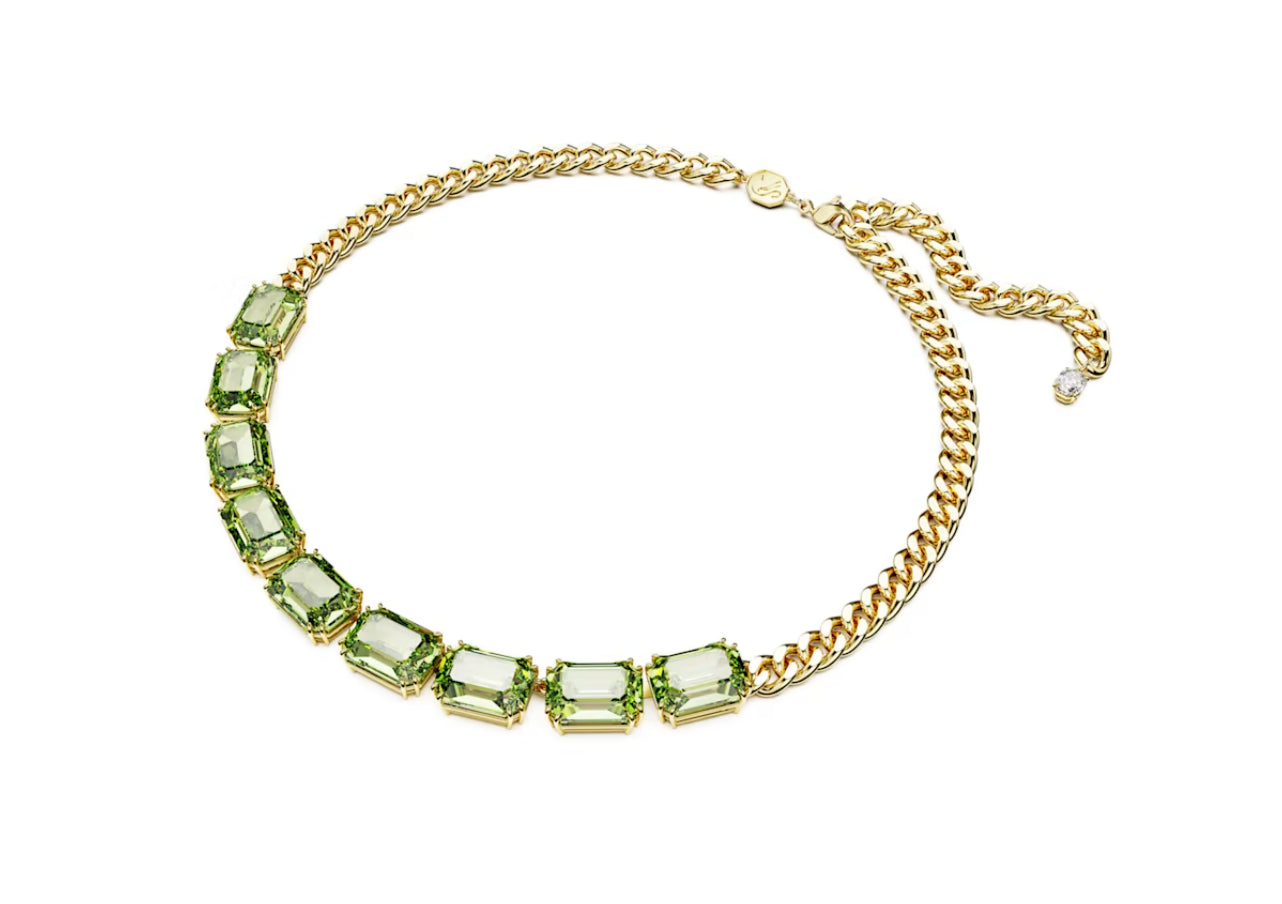 Swarovski 5671255 Collana Millenia Taglio ottagonale Verde Placcato Oro