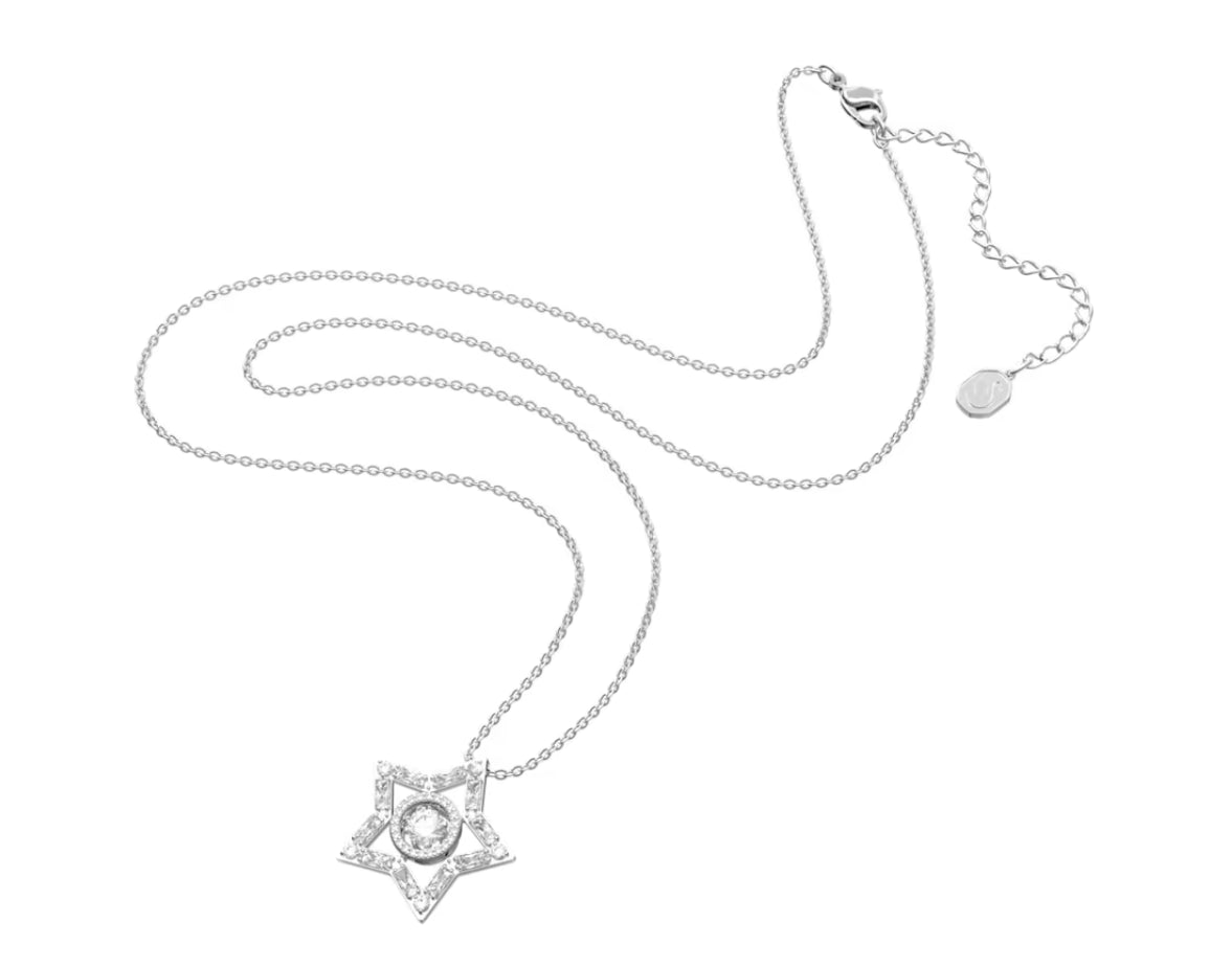 Swarovski 5617919 Pendente Stella Taglio misto Stella Lungo Bianco PlaccatoRodio