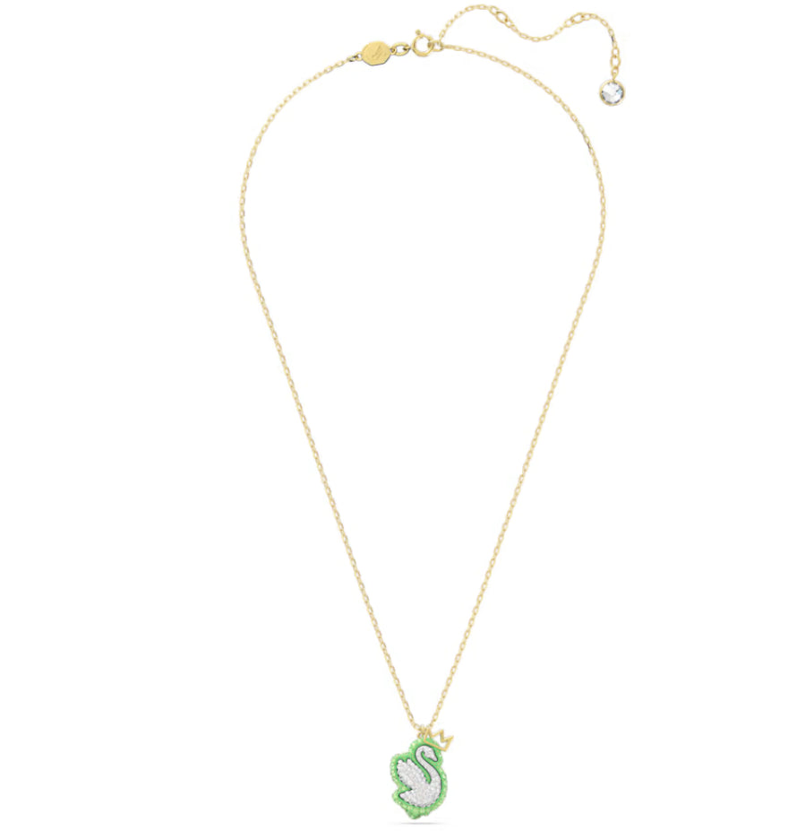 Swarovski 5649198 Pendente Pop Swan Cigno Verde Placcato Oro