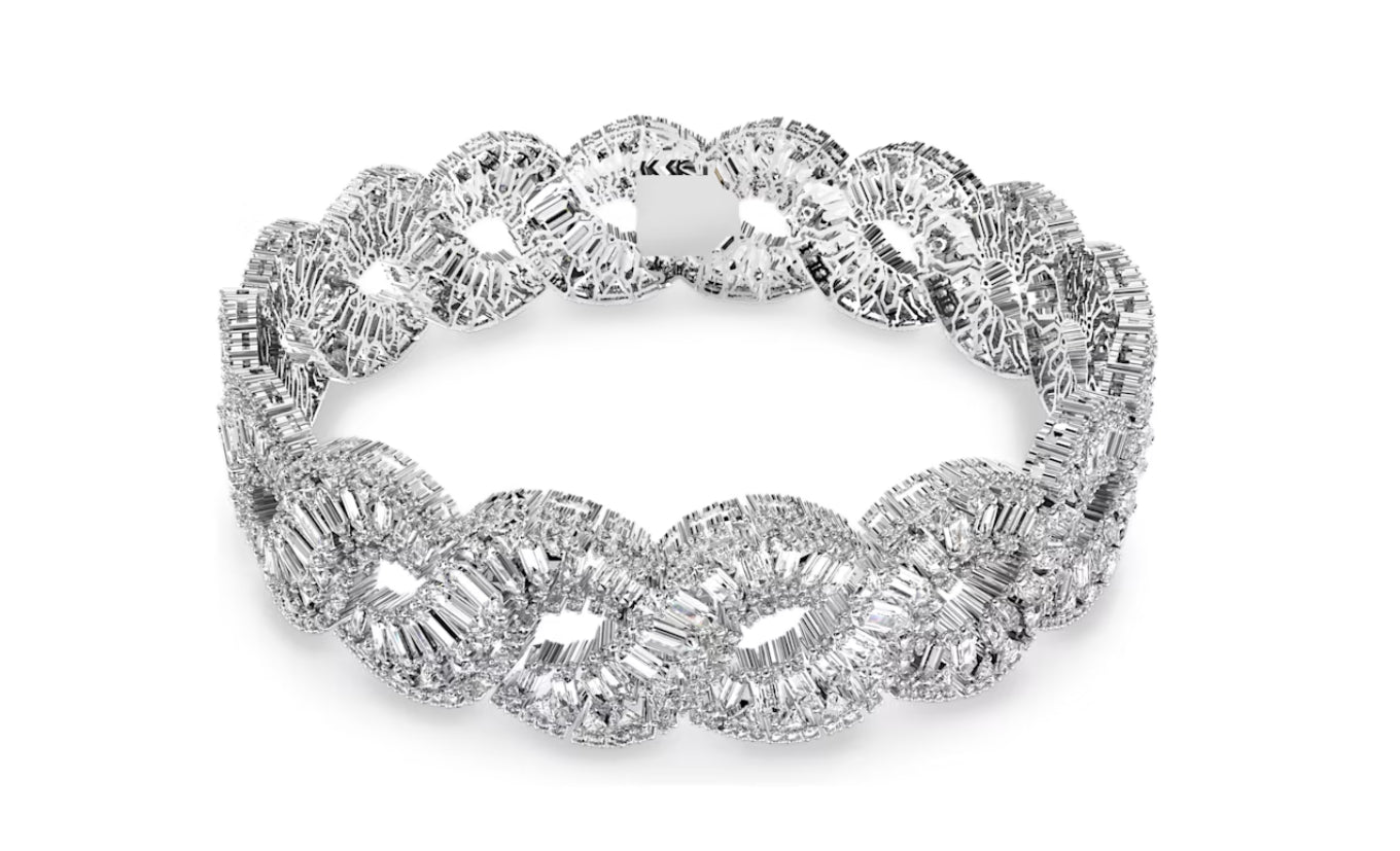 Swarovski 5598359 Girocollo Hyperbola Taglio misto Onda Bianco Placcato Rodio