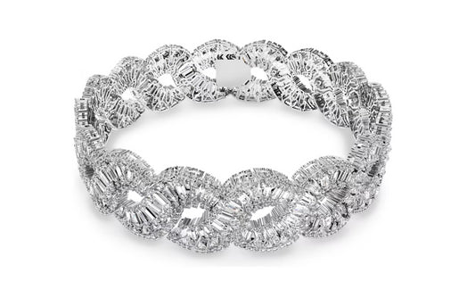Swarovski 5598359 Girocollo Hyperbola Taglio misto Onda Bianco Placcato Rodio