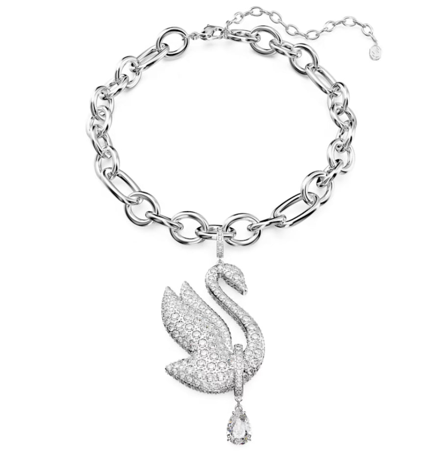 Swarovski 5647554 Girocollo Swarovski Iconic Swan Cigno Bianco Placcato Rodio