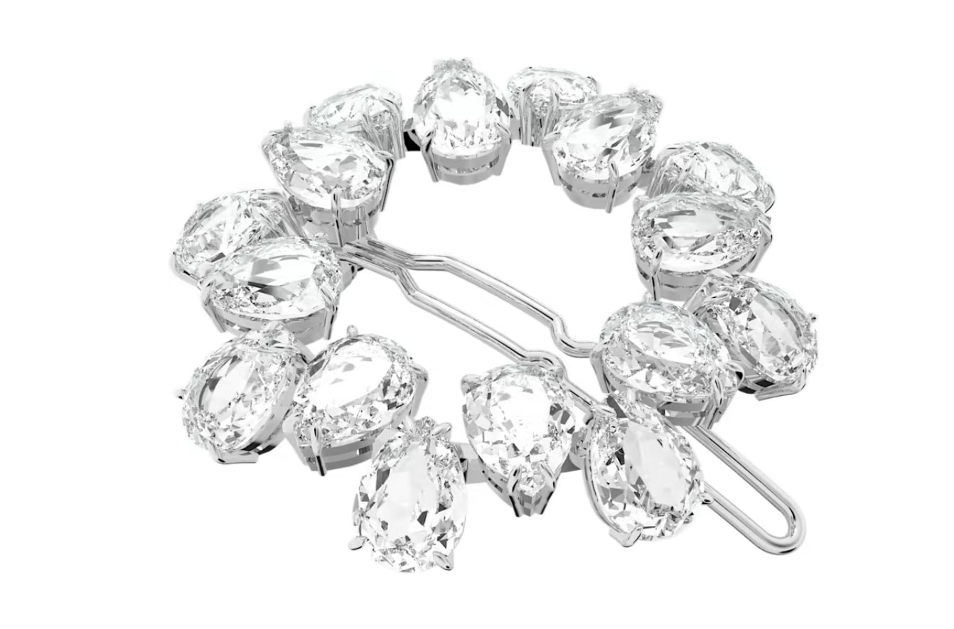 Swarovski 5620834 Fermaglio Taglio Pear Bianco Placcato Rodio