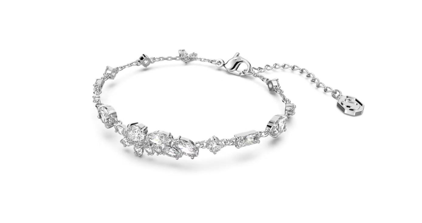 Swarovski 5644687 Braccialetto Gema Taglio misto Fiore Bianco Placcato Rodio