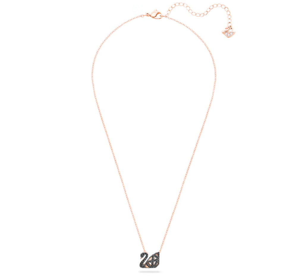 Swarovski 5281275 Collana Facet Swan Cigno Nera Mix di finiture