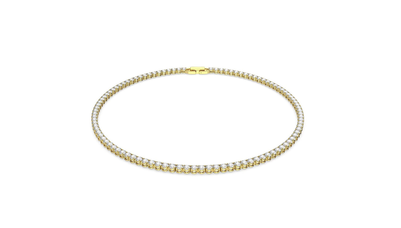 Swarovski 5511545 Collana Tennis Deluxe Taglio Tondo Bianco Placcato Oro